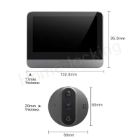 WIFI deurvideo kijkgaatje met 4.3 Inch binnen scherm met bediening via Smart Life APP werkt met Alexa en Google spraaksturing.T-2100.